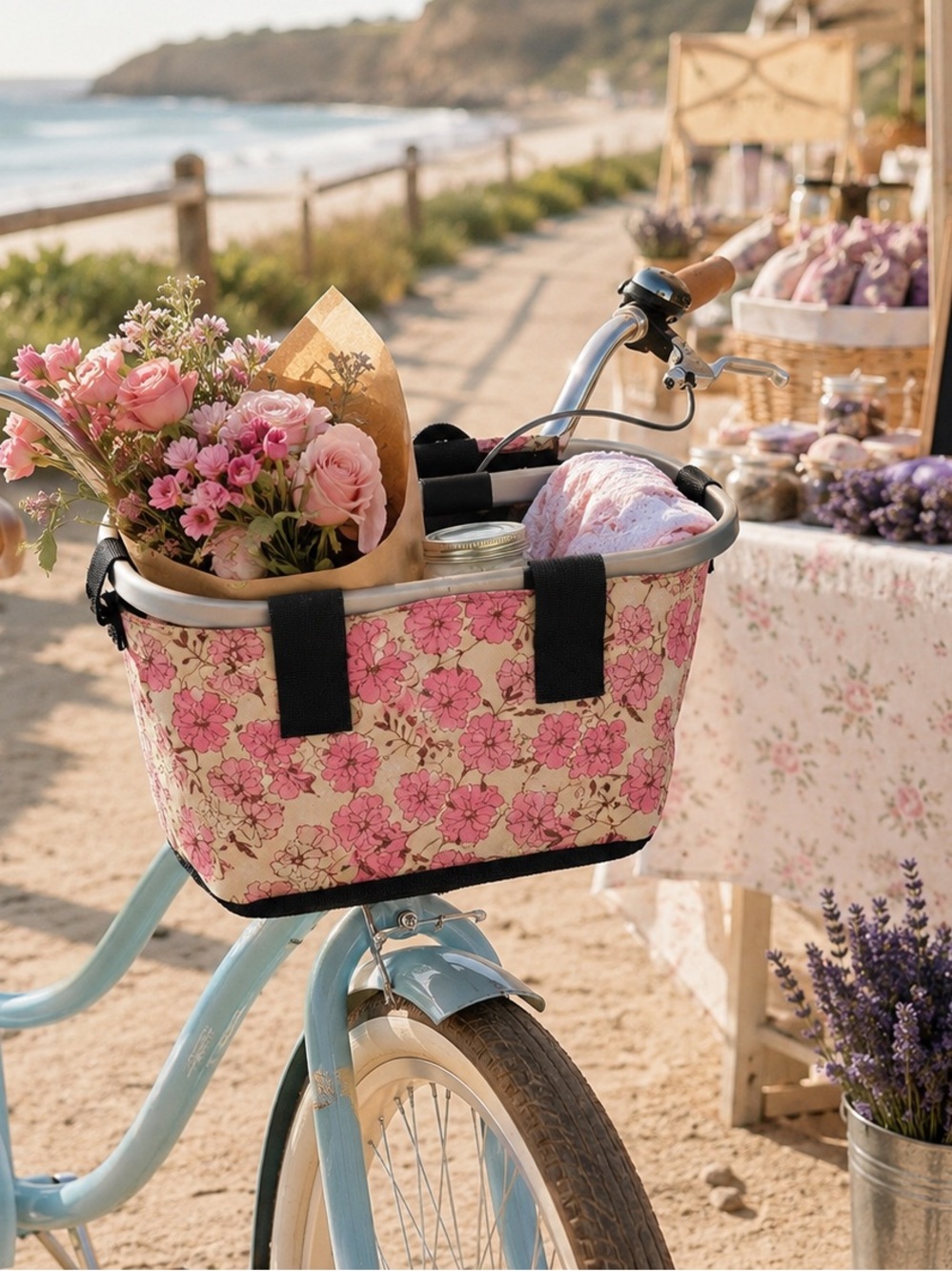 Huffy Cruiser Floral Bicycle Basket NWT Pink Rose Bike Basket
